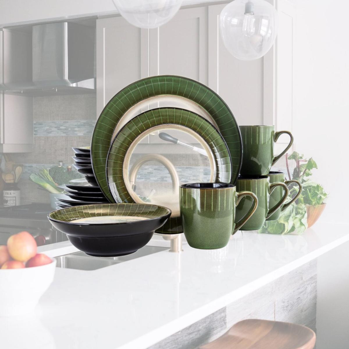 Picture of Elama EL-GRANDJADE16 Grand Jade Luxurious Stoneware Dinnerware with Complete Setting for 4 - 16 Piece