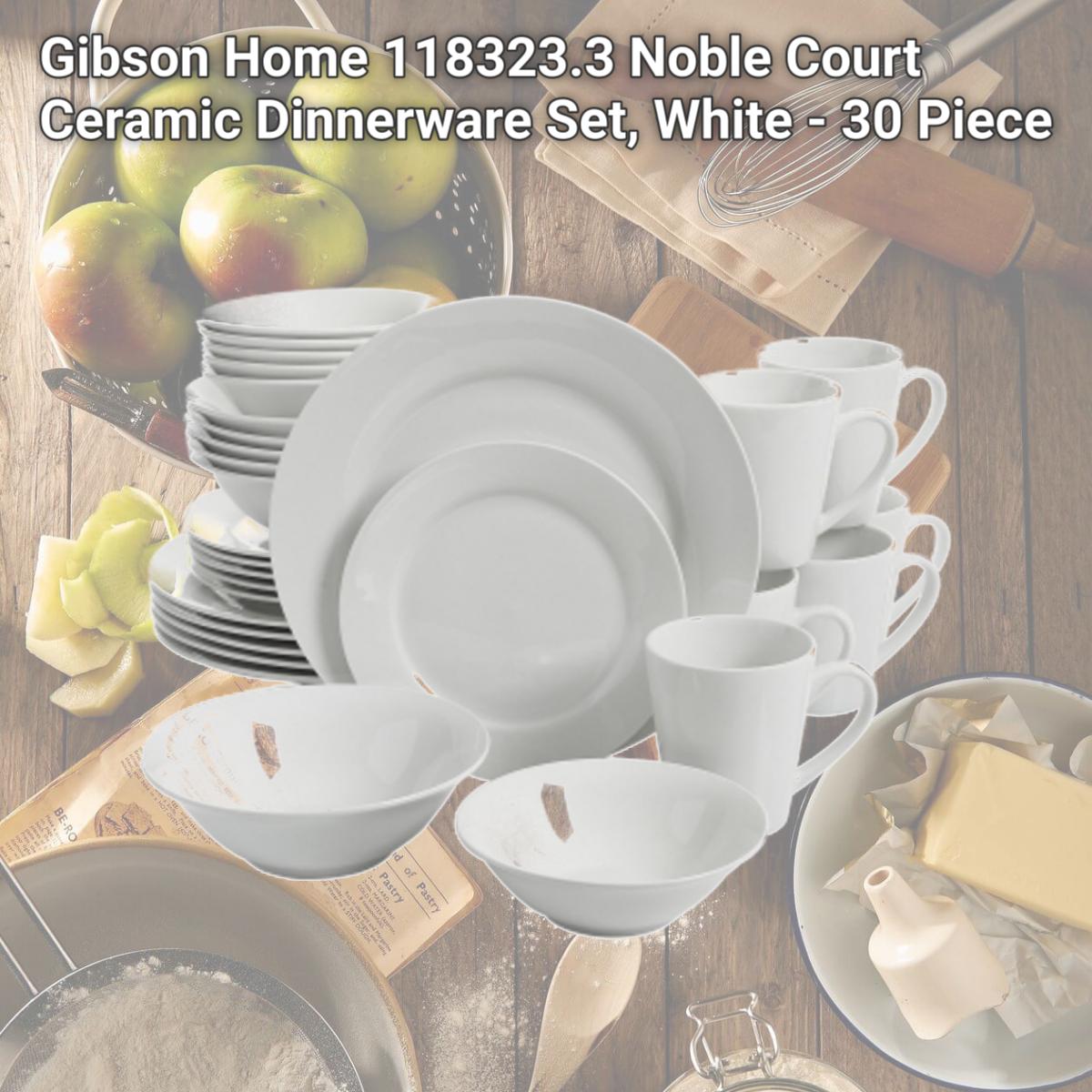 Picture of Gibson Home 118323.3 Noble Court Ceramic Dinnerware Set, White - 30 Piece