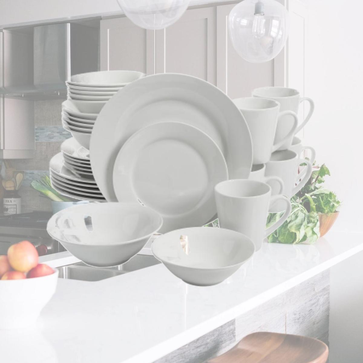 Picture of Gibson Home 118323.3 Noble Court Ceramic Dinnerware Set, White - 30 Piece