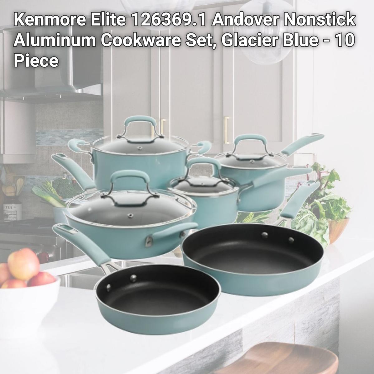 Picture of Kenmore Elite 126369.1 Andover Nonstick Aluminum Cookware Set, Glacier Blue - 10 Piece