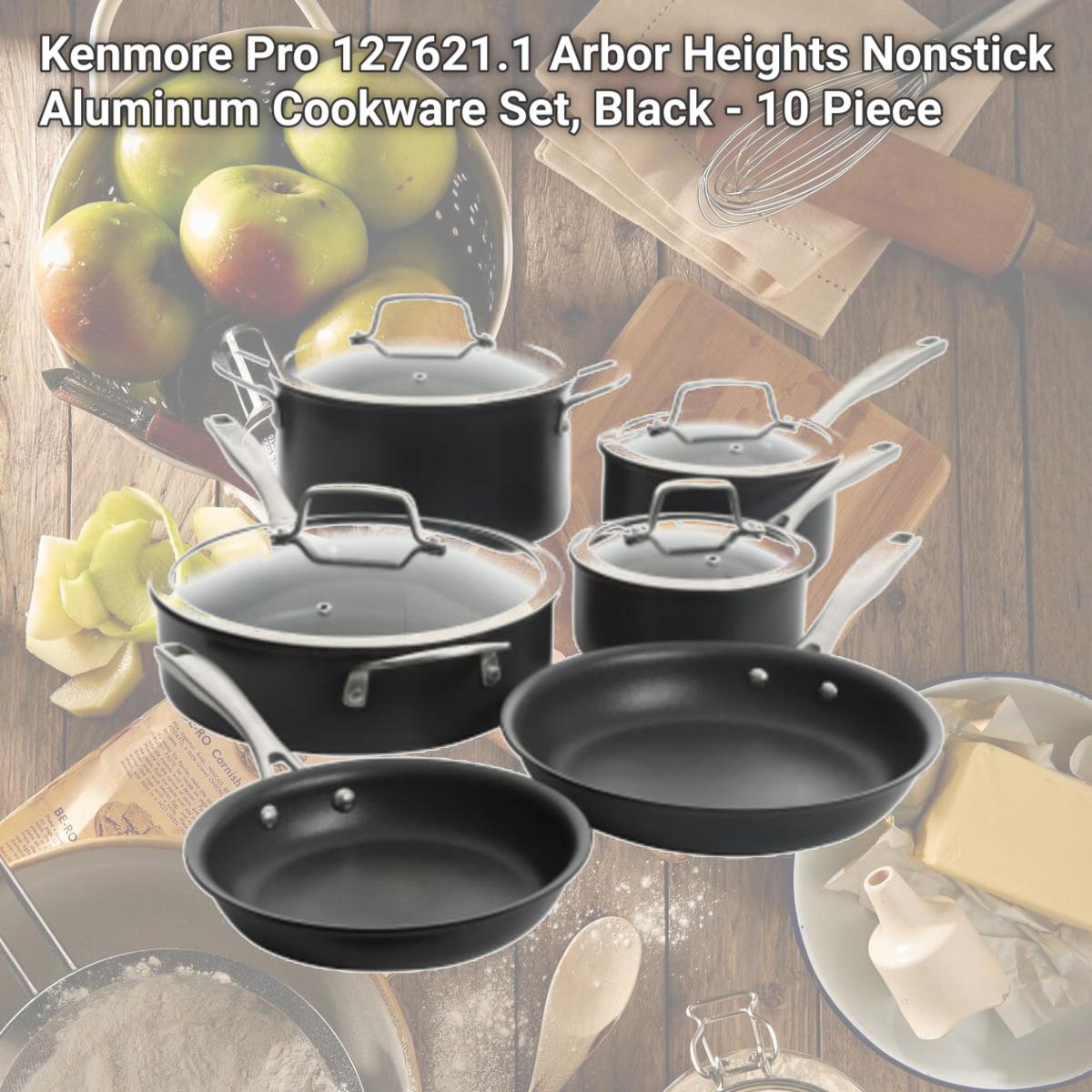 Picture of Kenmore Pro 127621.1 Arbor Heights Nonstick Aluminum Cookware Set, Black - 10 Piece