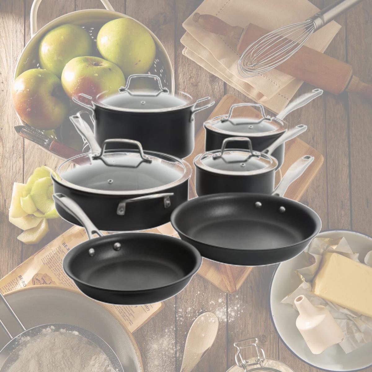 Picture of Kenmore Pro 127621.1 Arbor Heights Nonstick Aluminum Cookware Set, Black - 10 Piece