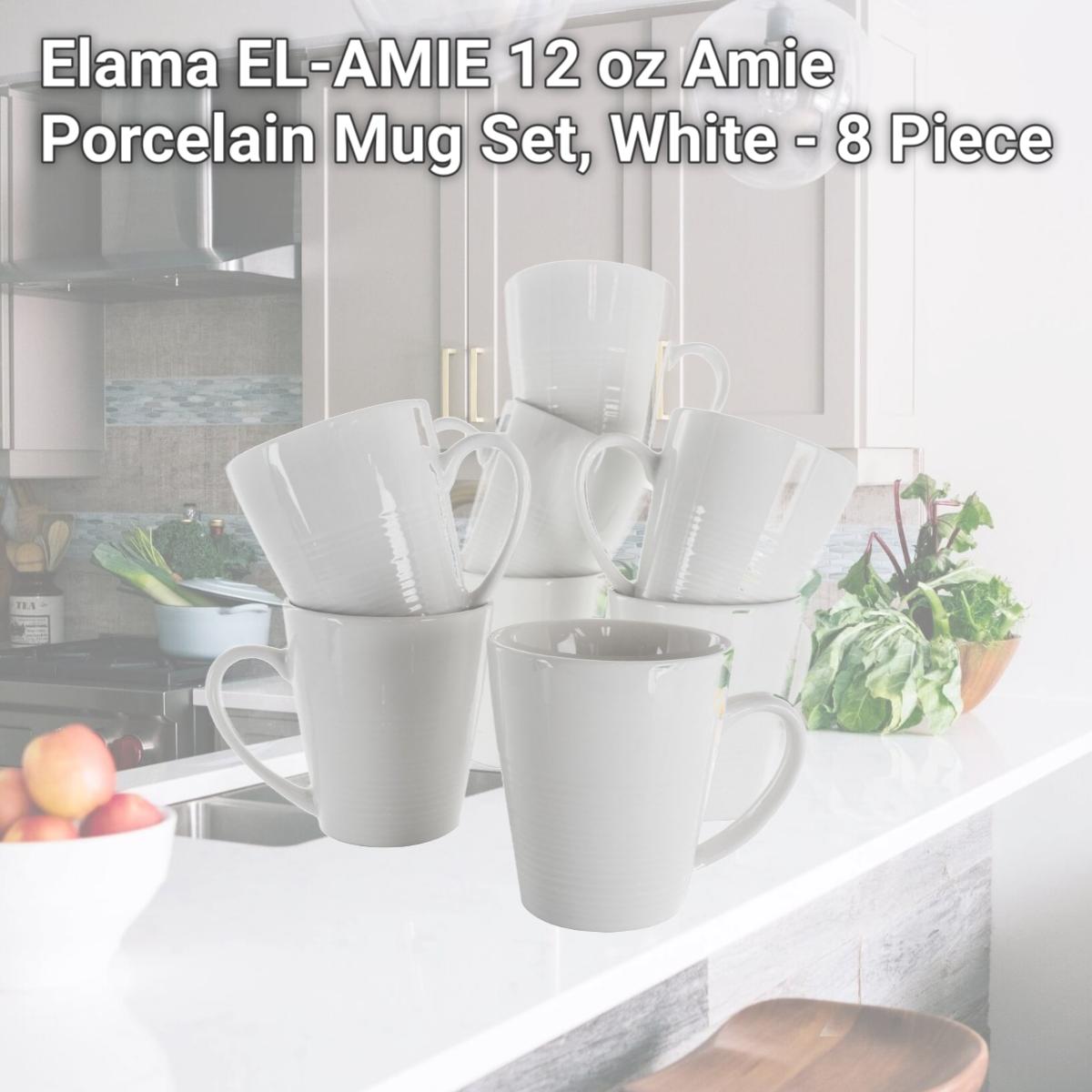Picture of Elama EL-AMIE 12 oz Amie Porcelain Mug Set, White - 8 Piece