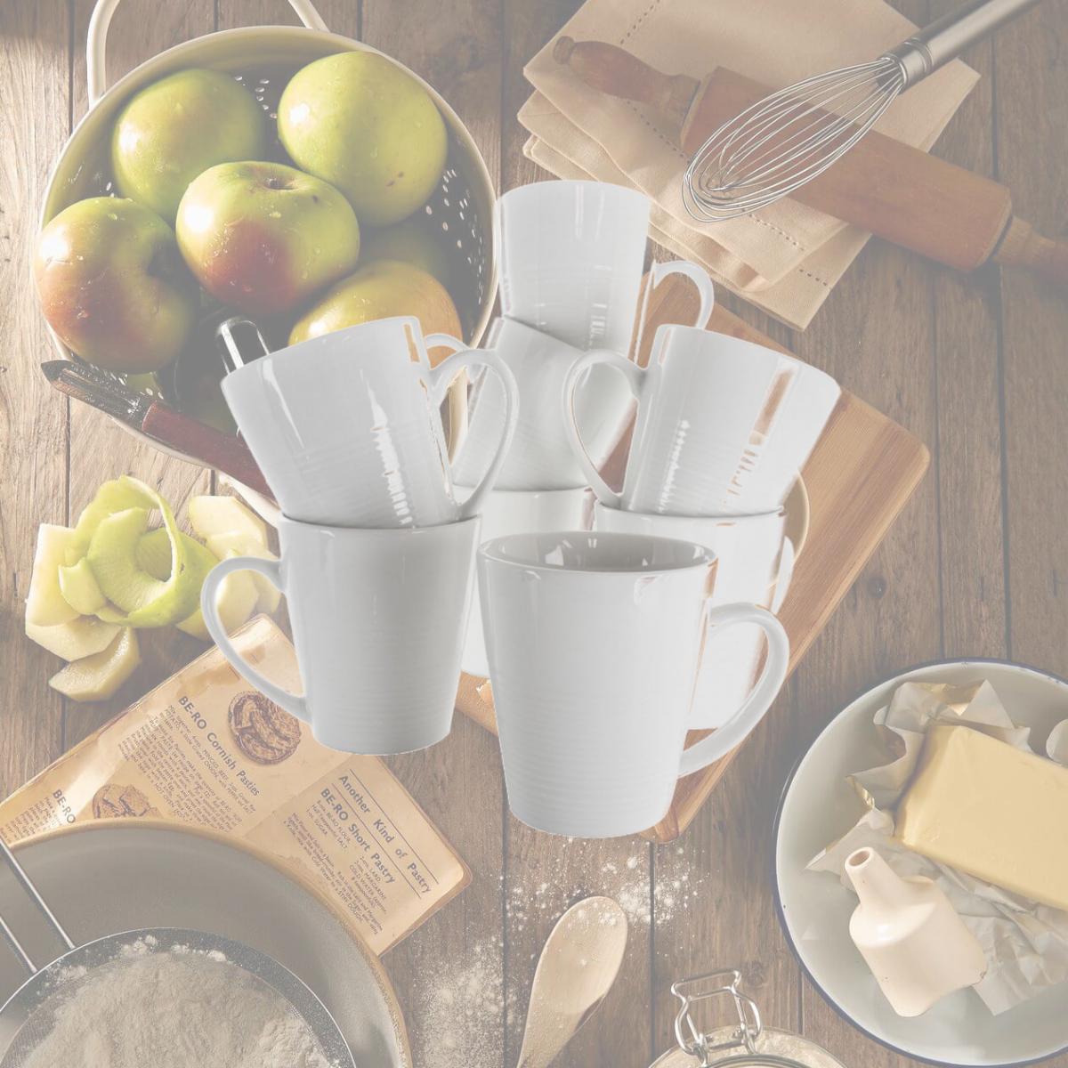 Picture of Elama EL-AMIE 12 oz Amie Porcelain Mug Set, White - 8 Piece