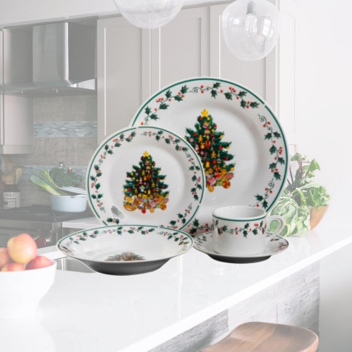 Picture of Gibson Home 108171.2 Tree Trimming 20 Pc Dinnerware Set Christmas Theme