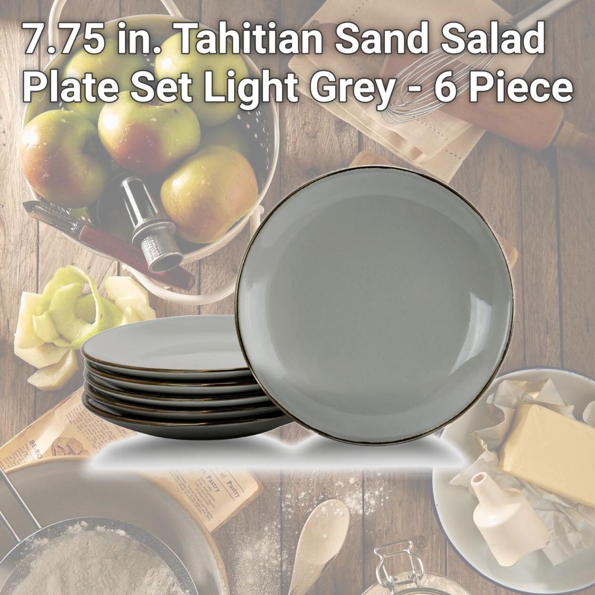Picture of Elama EL-TAHITIANSAND 7.75 in. Tahitian Sand Salad Plate Set, Light Grey - 6 Piece