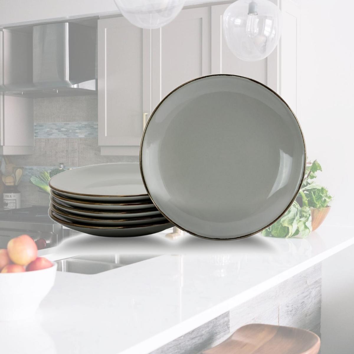 Picture of Elama EL-TAHITIANSAND 7.75 in. Tahitian Sand Salad Plate Set, Light Grey - 6 Piece