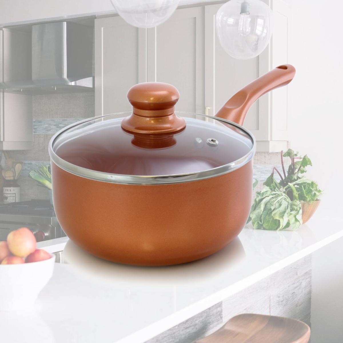 Picture of Better Chef SP6 2 Qt Copper Colored Ceramic Coated Saucepan with Glass Lid