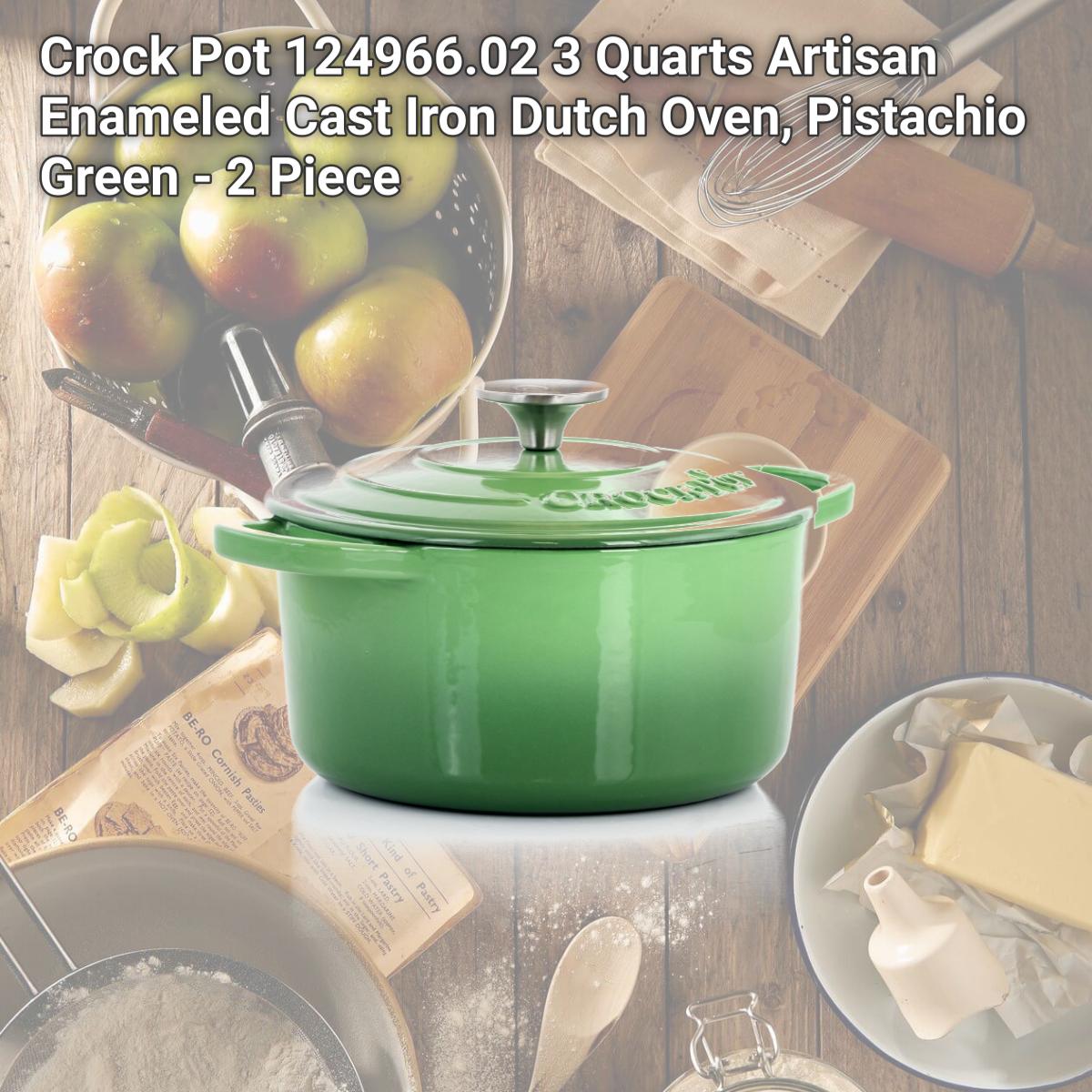 Picture of Crock Pot 124966.02 3 Quarts Artisan Enameled Cast Iron Dutch Oven, Pistachio Green - 2 Piece