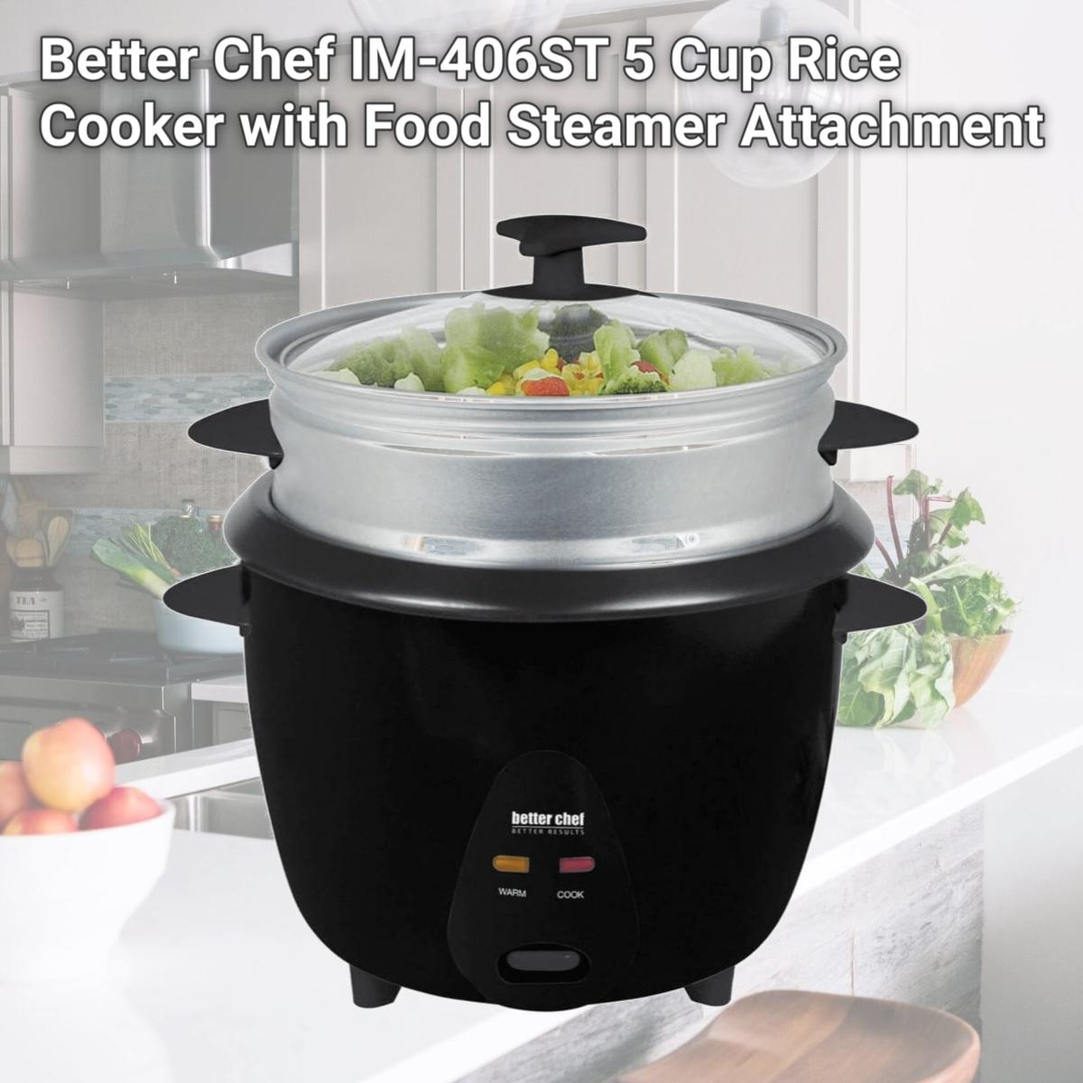 Picture of Better Chef IM-406ST 5 Cup Rice Cooker with Food Steamer Attachment