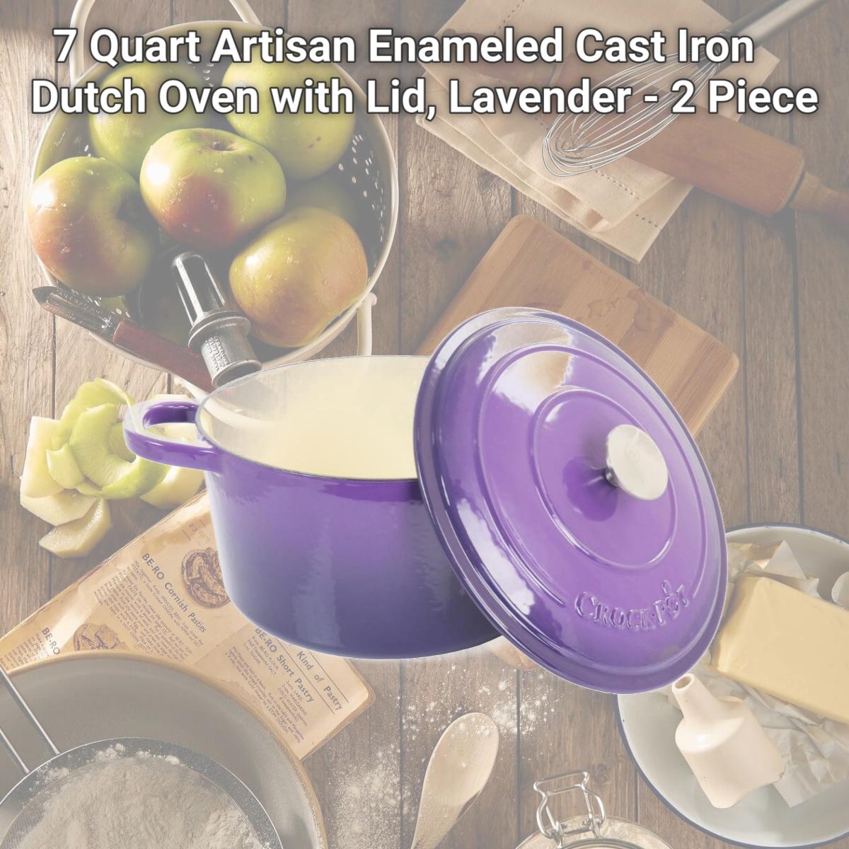Picture of Crock Pot 128606.02 7 Quart Artisan Enameled Cast Iron Dutch Oven with Lid, Lavender - 2 Piece