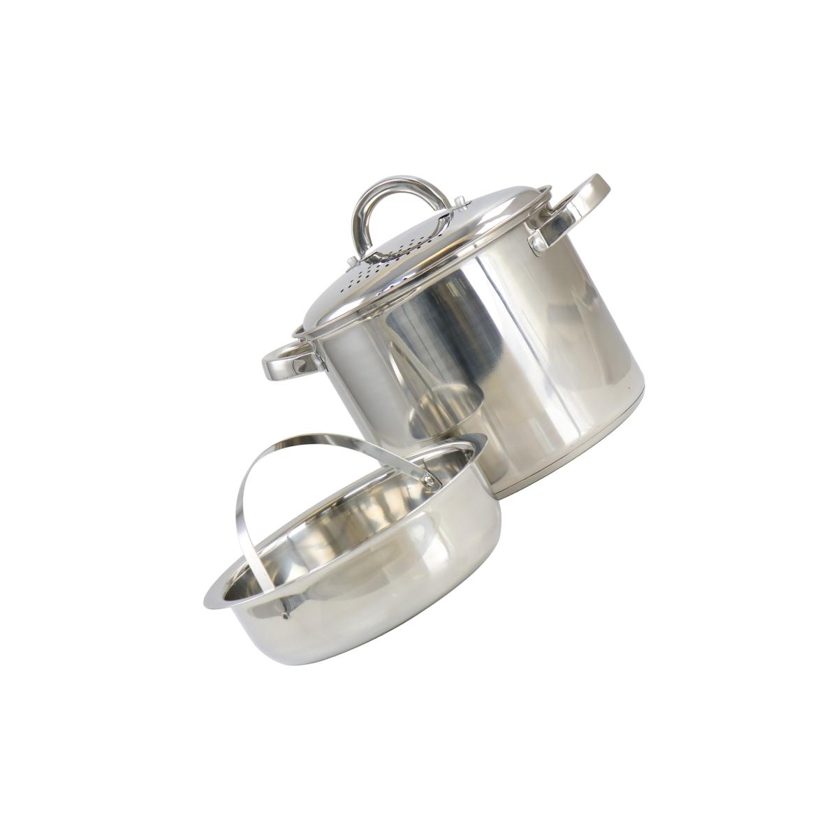 Picture of Oster 130010.03 5 Quart Sangerfield Stainless Steel Pasta Pot with Strainer Lid & Steamer Basket