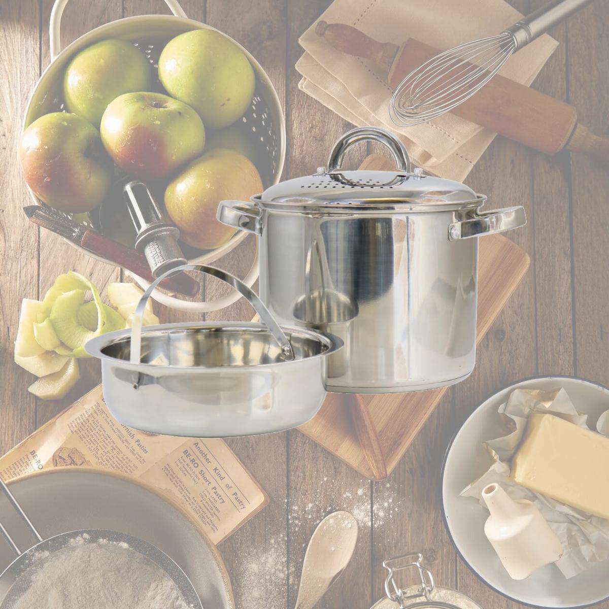 Picture of Oster 130010.03 5 Quart Sangerfield Stainless Steel Pasta Pot with Strainer Lid & Steamer Basket