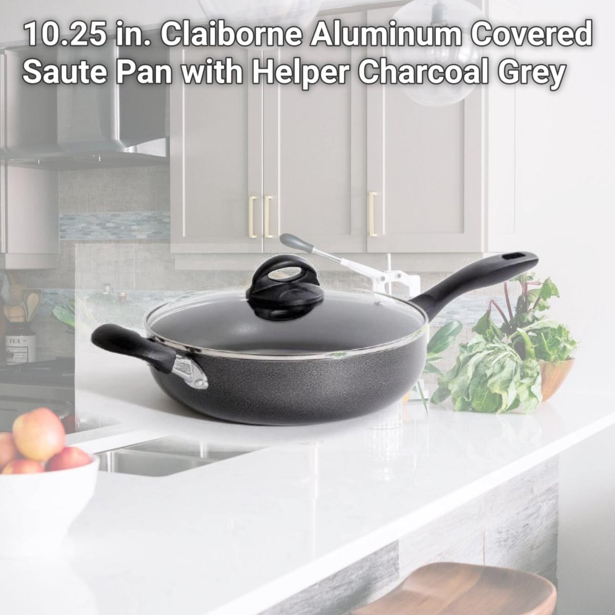 Picture of Oster 75663.02 10.25 in. Claiborne Aluminum Covered Saute Pan with Helper, Charcoal Grey