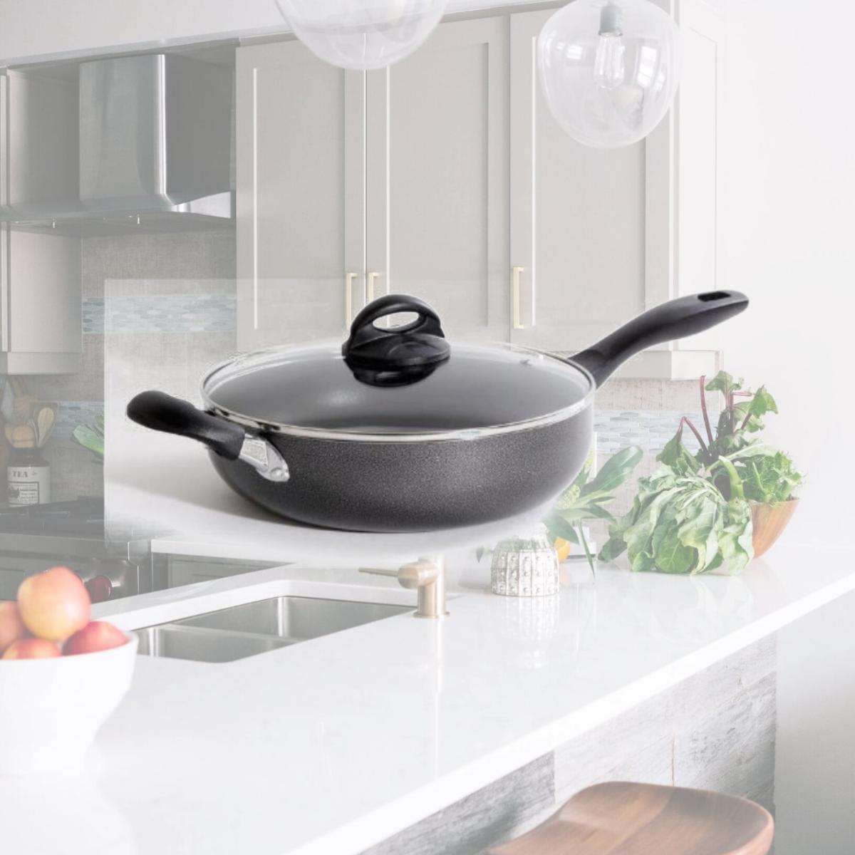 Picture of Oster 75663.02 10.25 in. Claiborne Aluminum Covered Saute Pan with Helper, Charcoal Grey