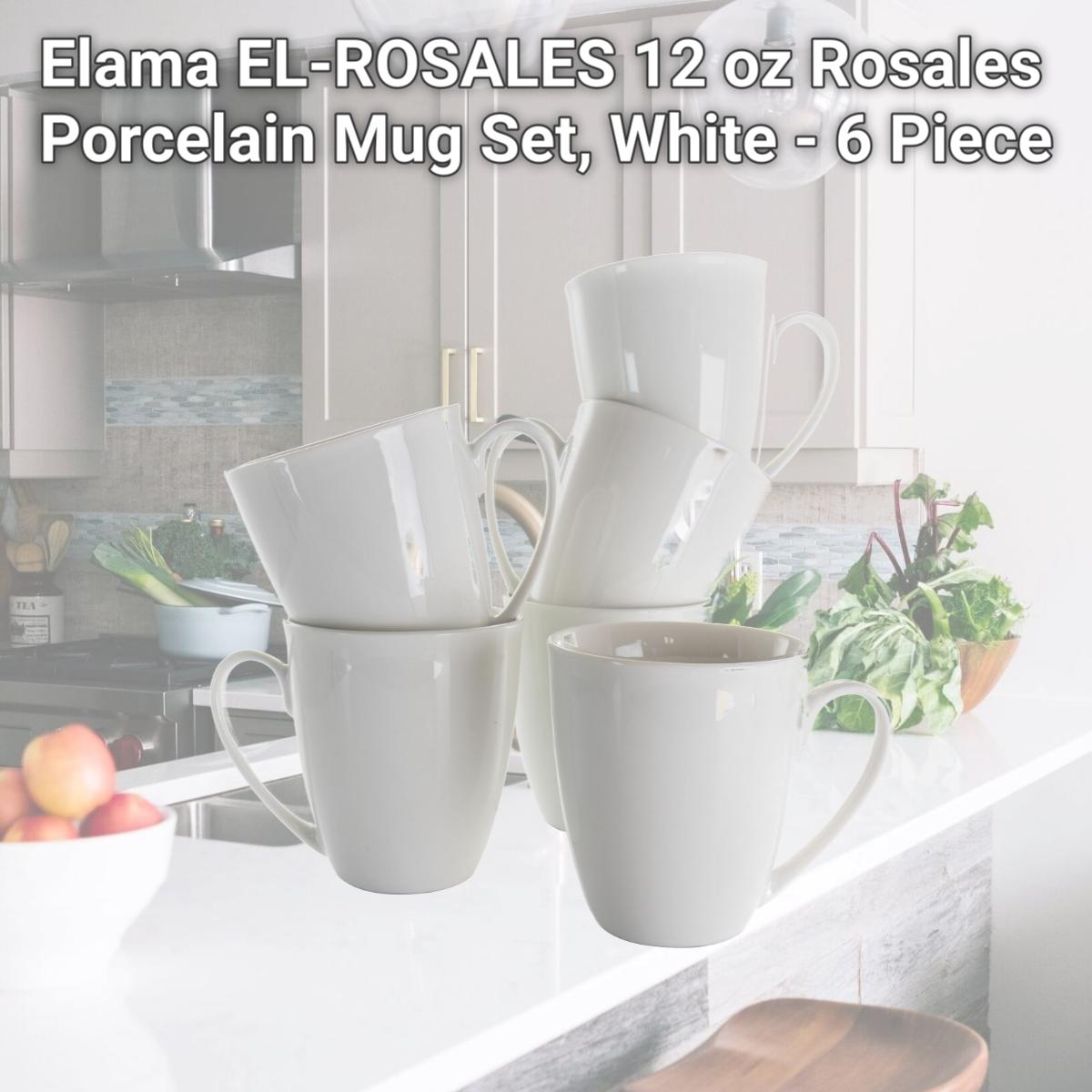 Picture of Elama EL-ROSALES 12 oz Rosales Porcelain Mug Set, White - 6 Piece