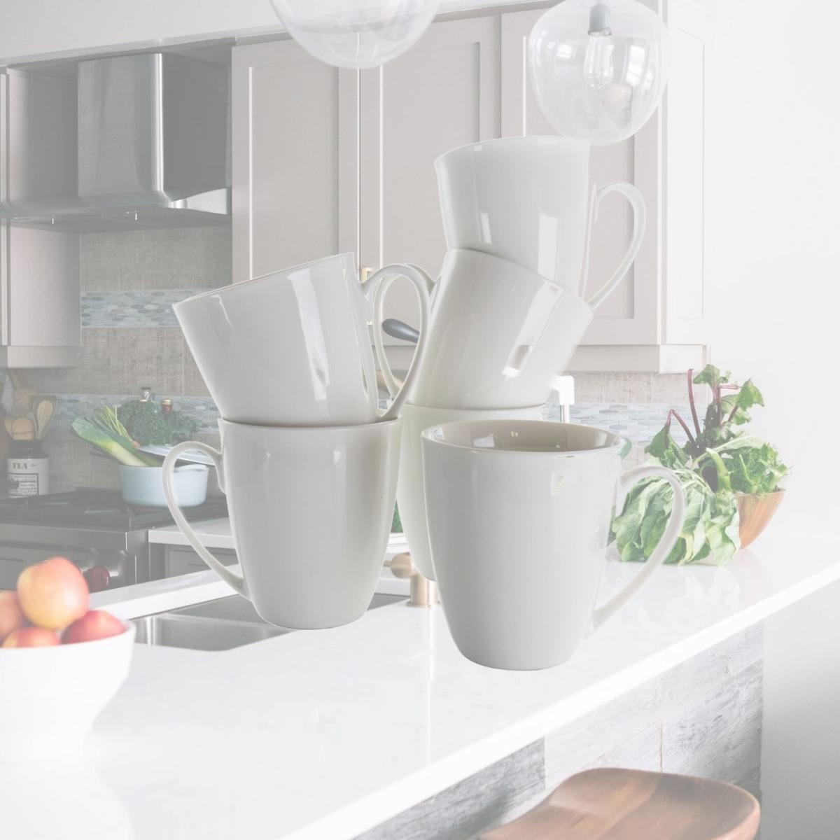 Picture of Elama EL-ROSALES 12 oz Rosales Porcelain Mug Set, White - 6 Piece