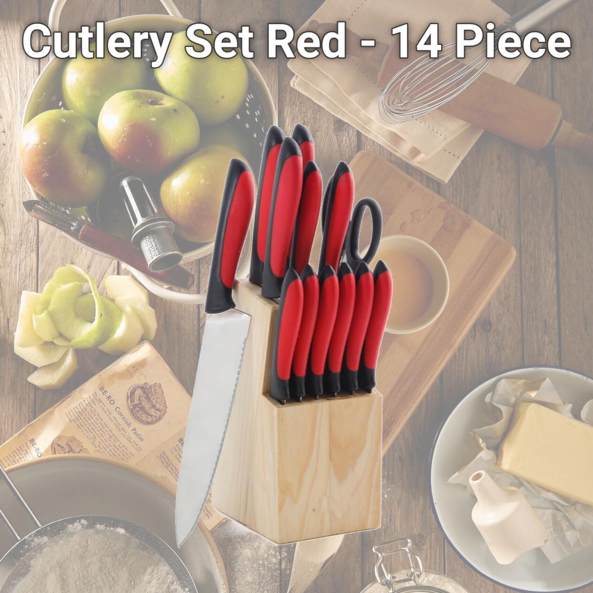Picture of MegaChef MC-C51000 Cutlery Set, Red - 14 Piece