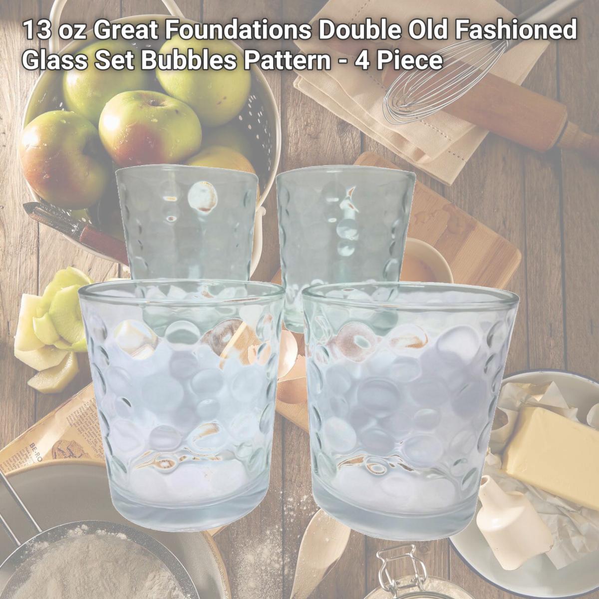 Picture of Gibson 92087.04 13 oz Great Foundations Double Old Fashioned Glass Set, Bubbles Pattern - 4 Piece