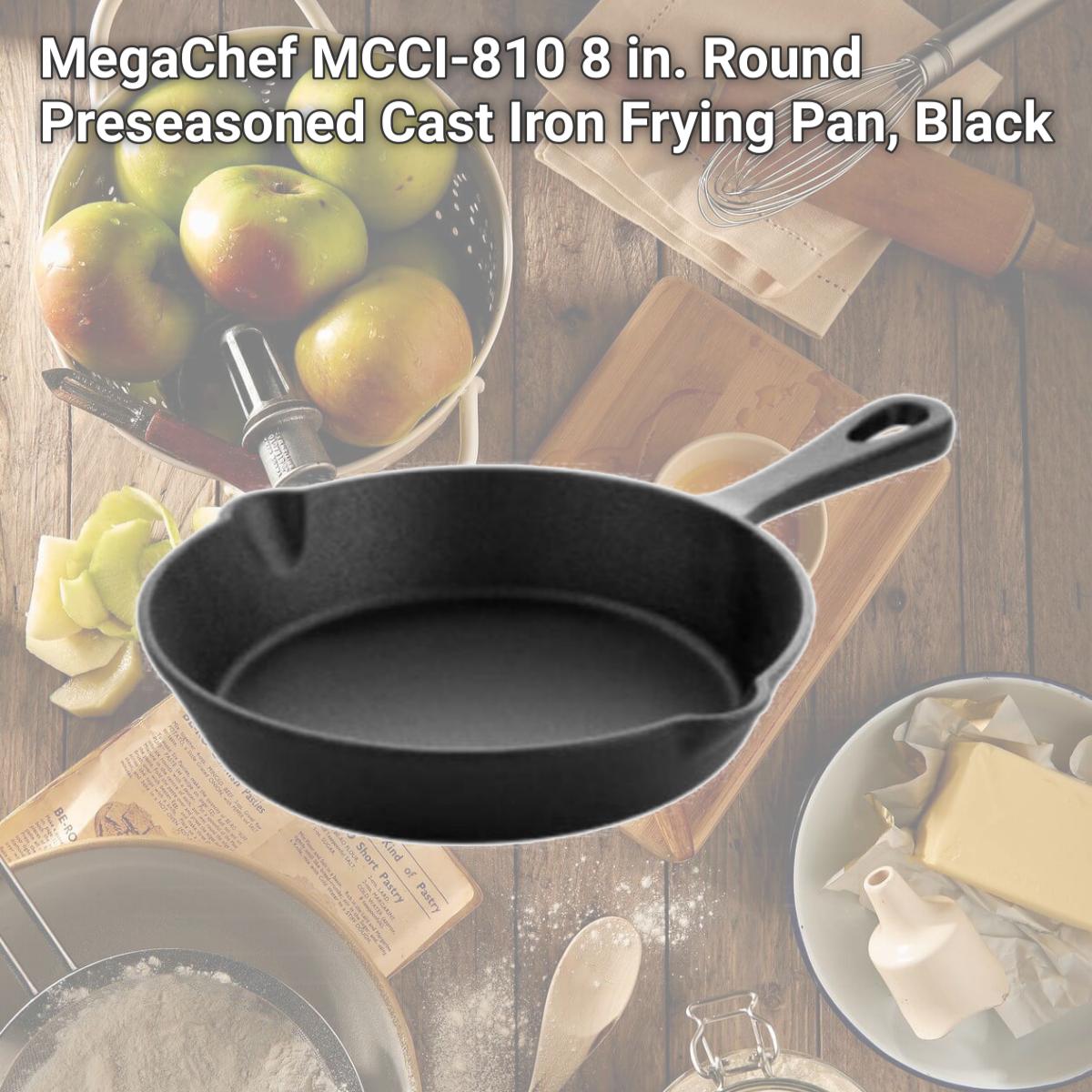 Picture of MegaChef MCCI-810 8 in. Round Preseasoned Cast Iron Frying Pan, Black