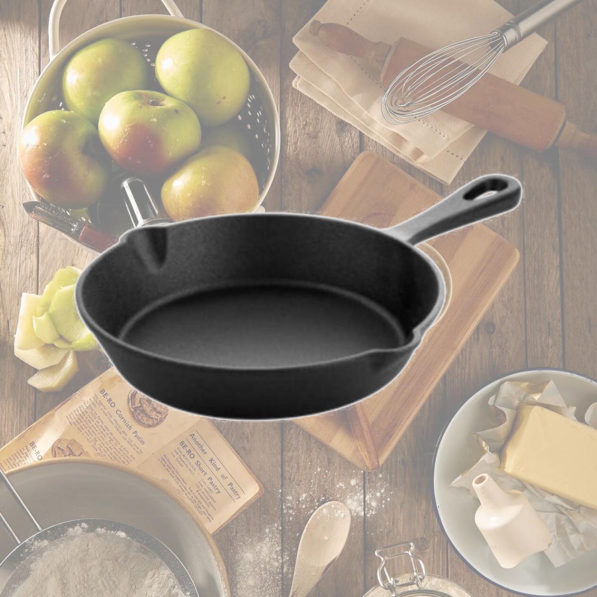 Picture of MegaChef MCCI-810 8 in. Round Preseasoned Cast Iron Frying Pan, Black