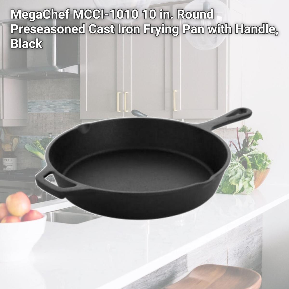 Picture of MegaChef MCCI-1010 10 in. Round Preseasoned Cast Iron Frying Pan with Handle, Black