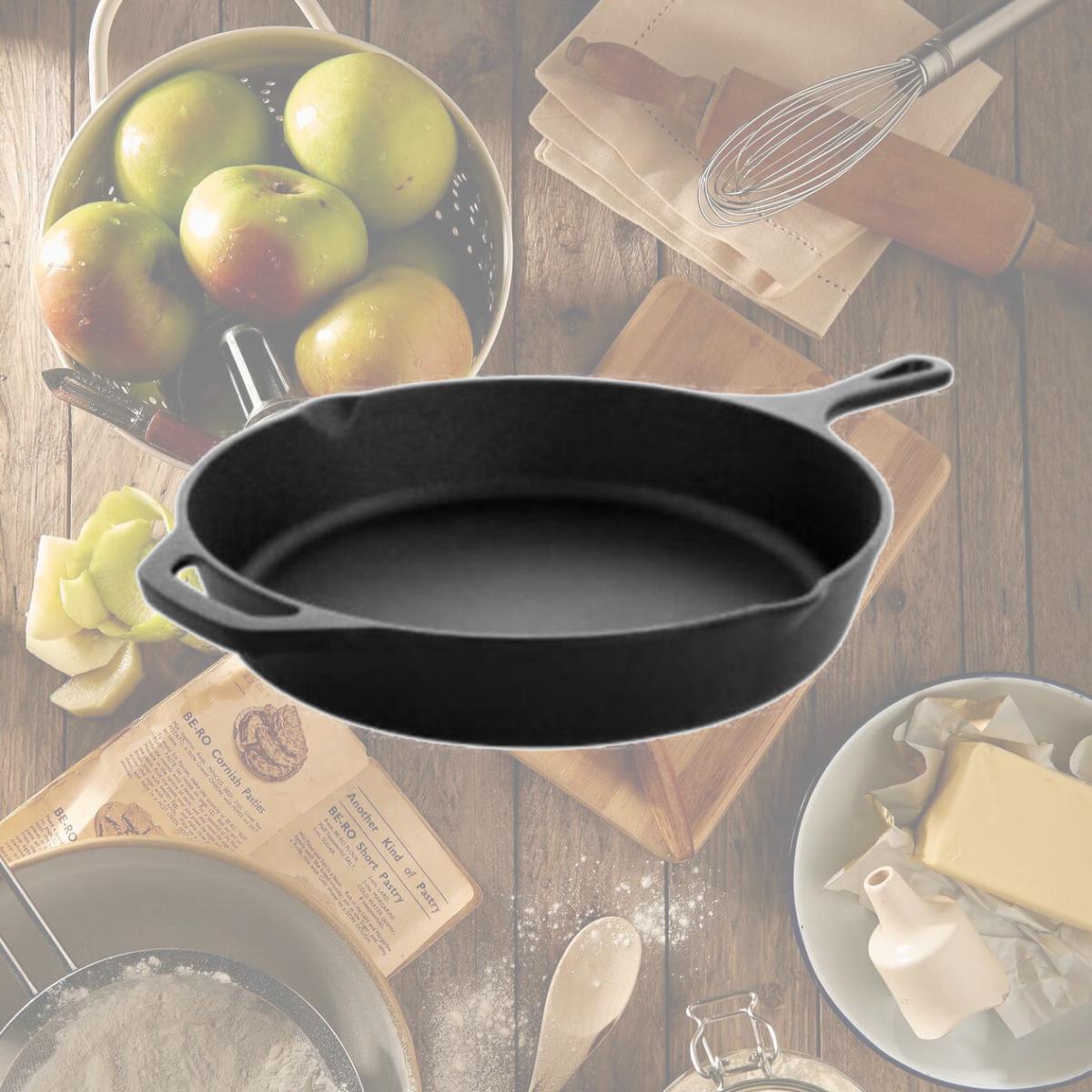 Picture of MegaChef MCCI-1210 12 in. Round Preseasoned Cast Iron Frying Pan, Black
