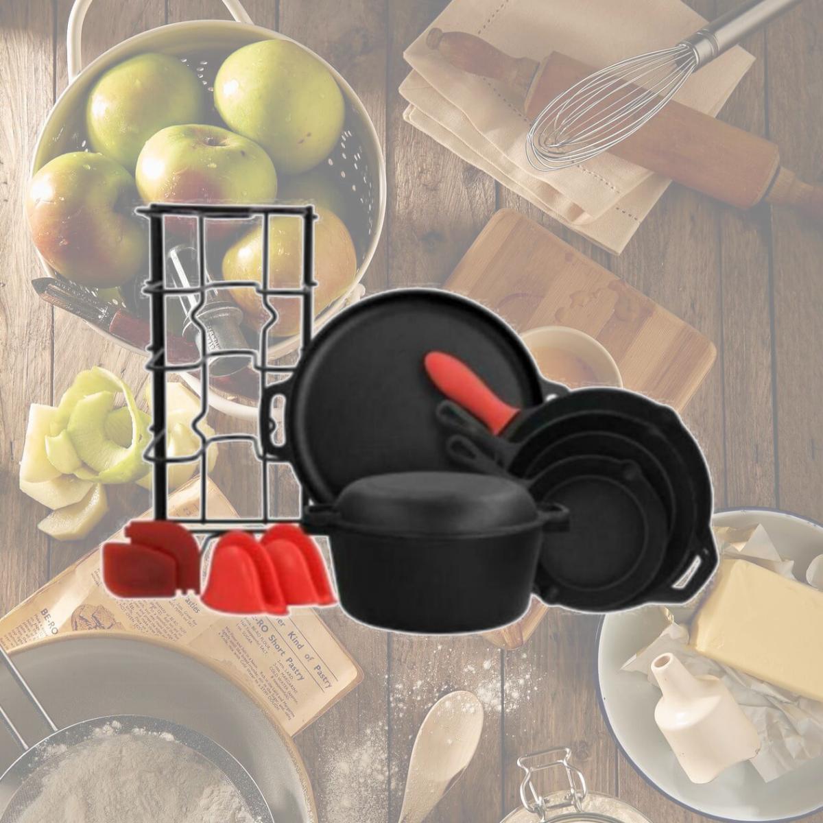 Picture of MegaChef MCCI-6P10 Round PreSeasoned Cast Iron Cookware Set - 12 Piece