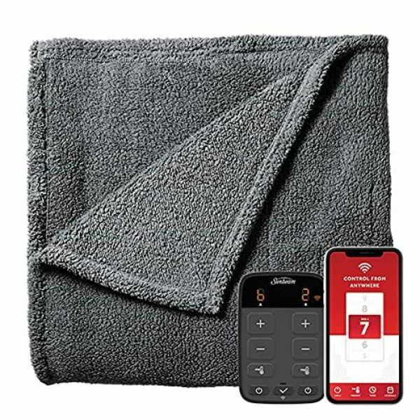 UPC 053891155434 product image for 2142831 Electric Lofttec Heated Blanket with Wi-Fi Connection, Slate - Queen | upcitemdb.com