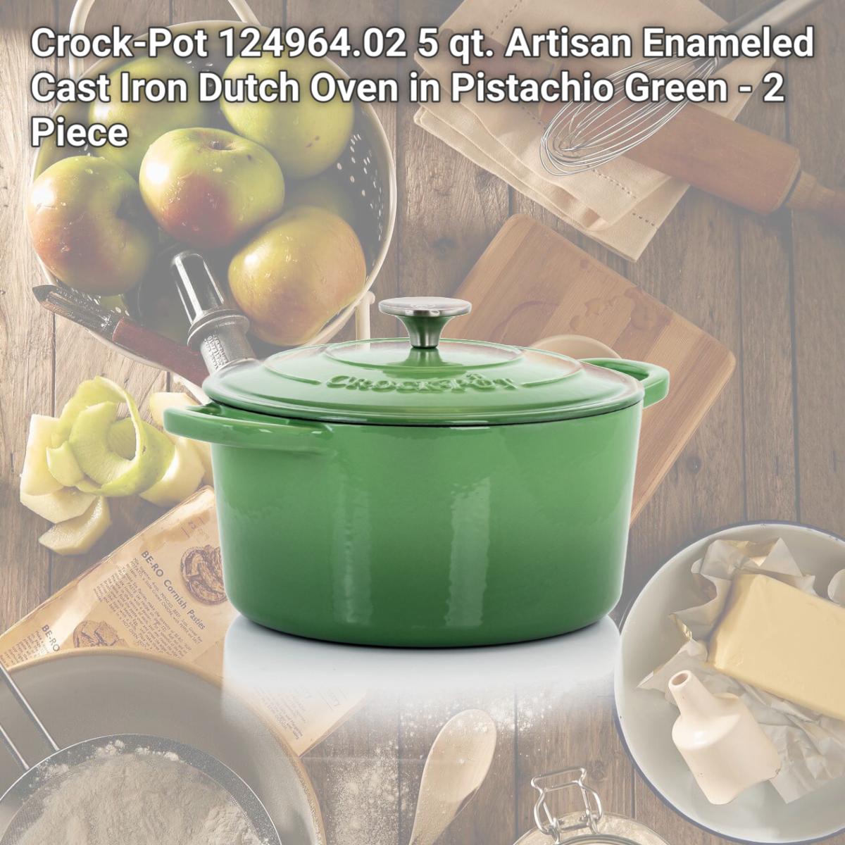 Picture of Crock-Pot 124964.02 5 qt. Artisan Enameled Cast Iron Dutch Oven in Pistachio Green - 2 Piece