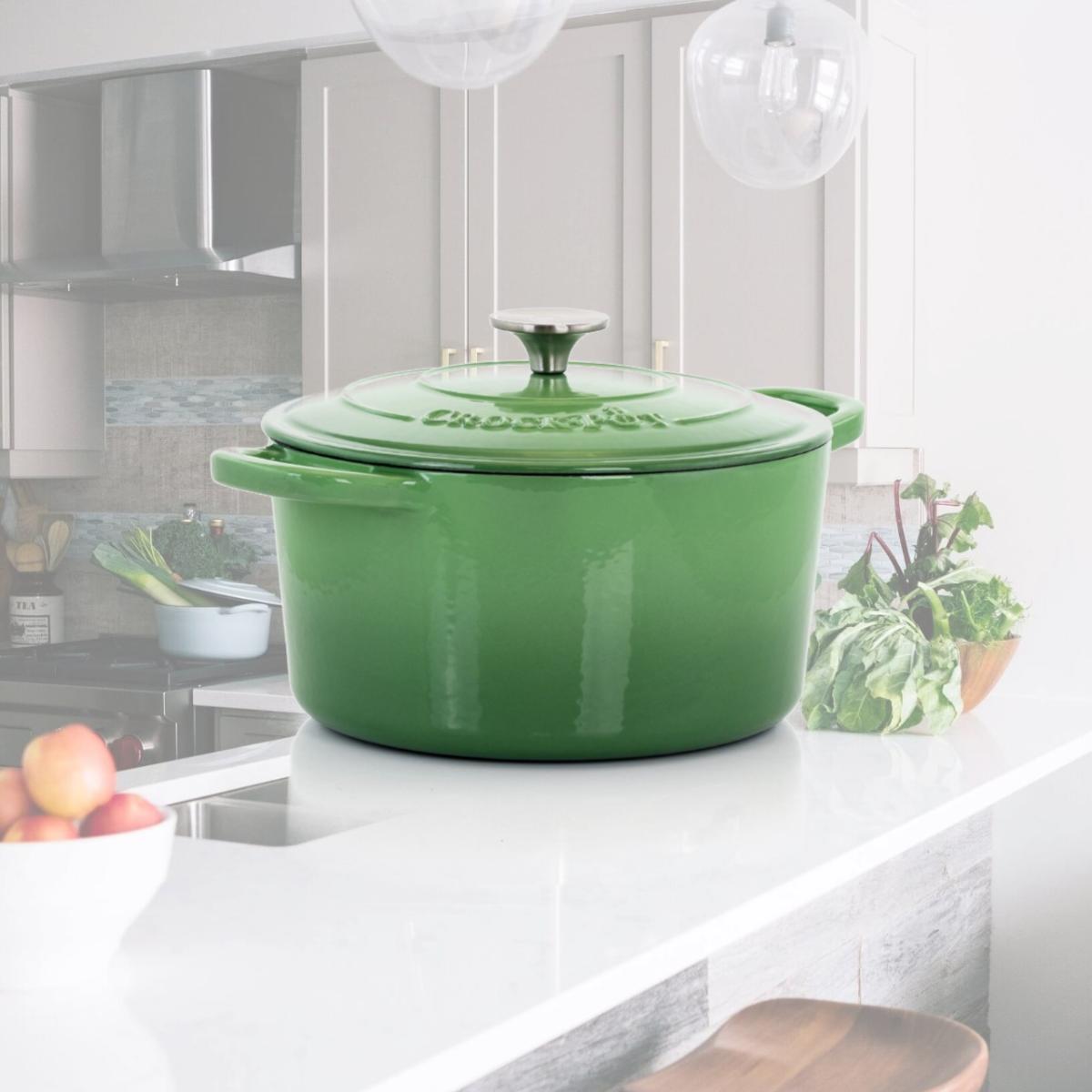 Picture of Crock-Pot 124964.02 5 qt. Artisan Enameled Cast Iron Dutch Oven in Pistachio Green - 2 Piece