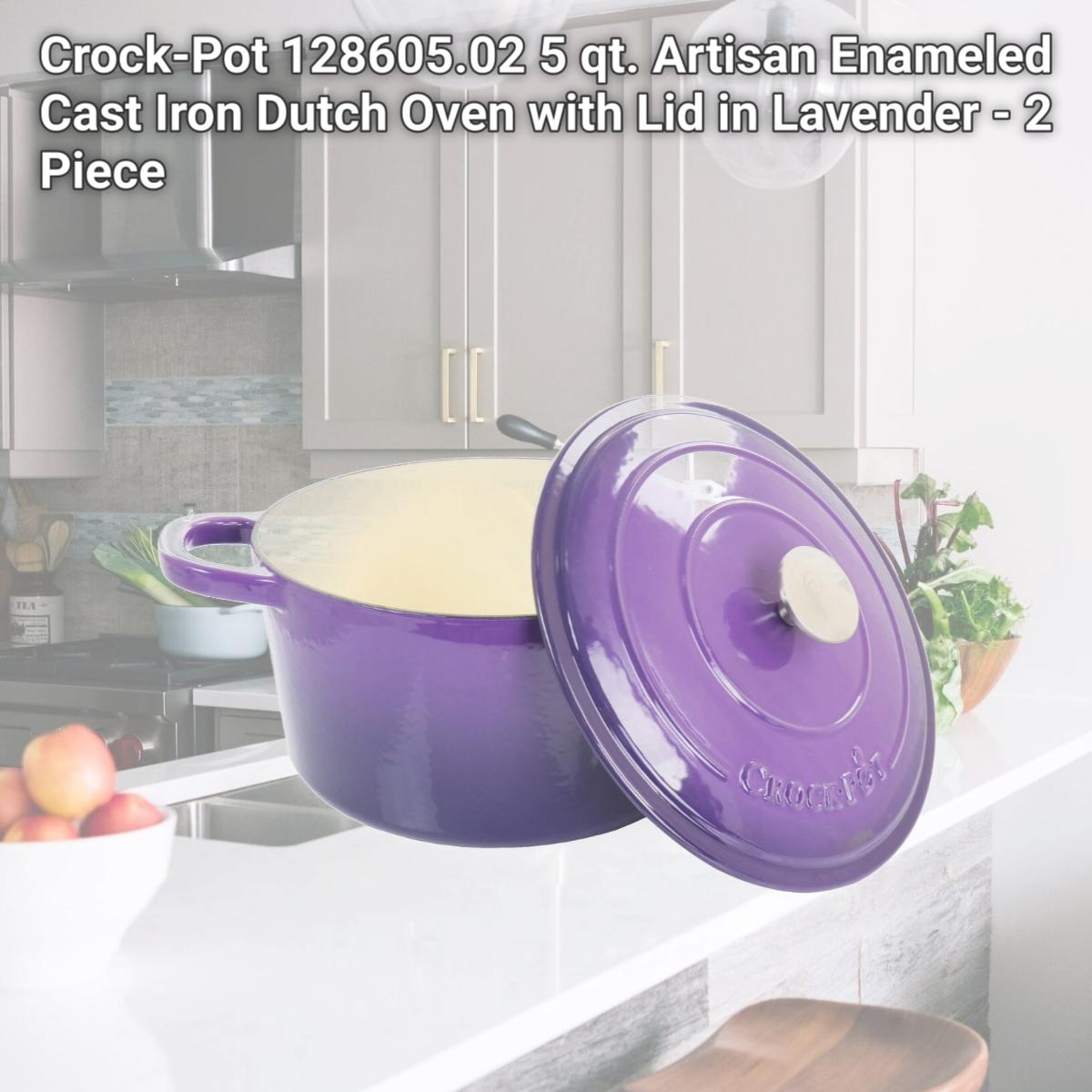 Picture of Crock-Pot 128605.02 5 qt. Artisan Enameled Cast Iron Dutch Oven with Lid in Lavender - 2 Piece