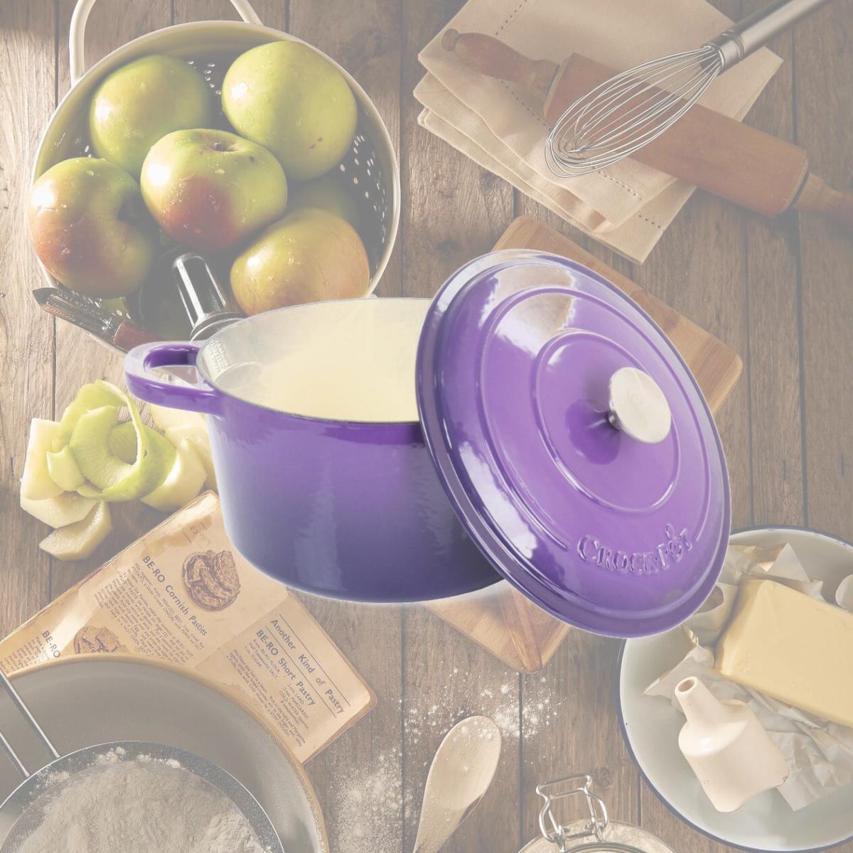 Picture of Crock-Pot 128605.02 5 qt. Artisan Enameled Cast Iron Dutch Oven with Lid in Lavender - 2 Piece