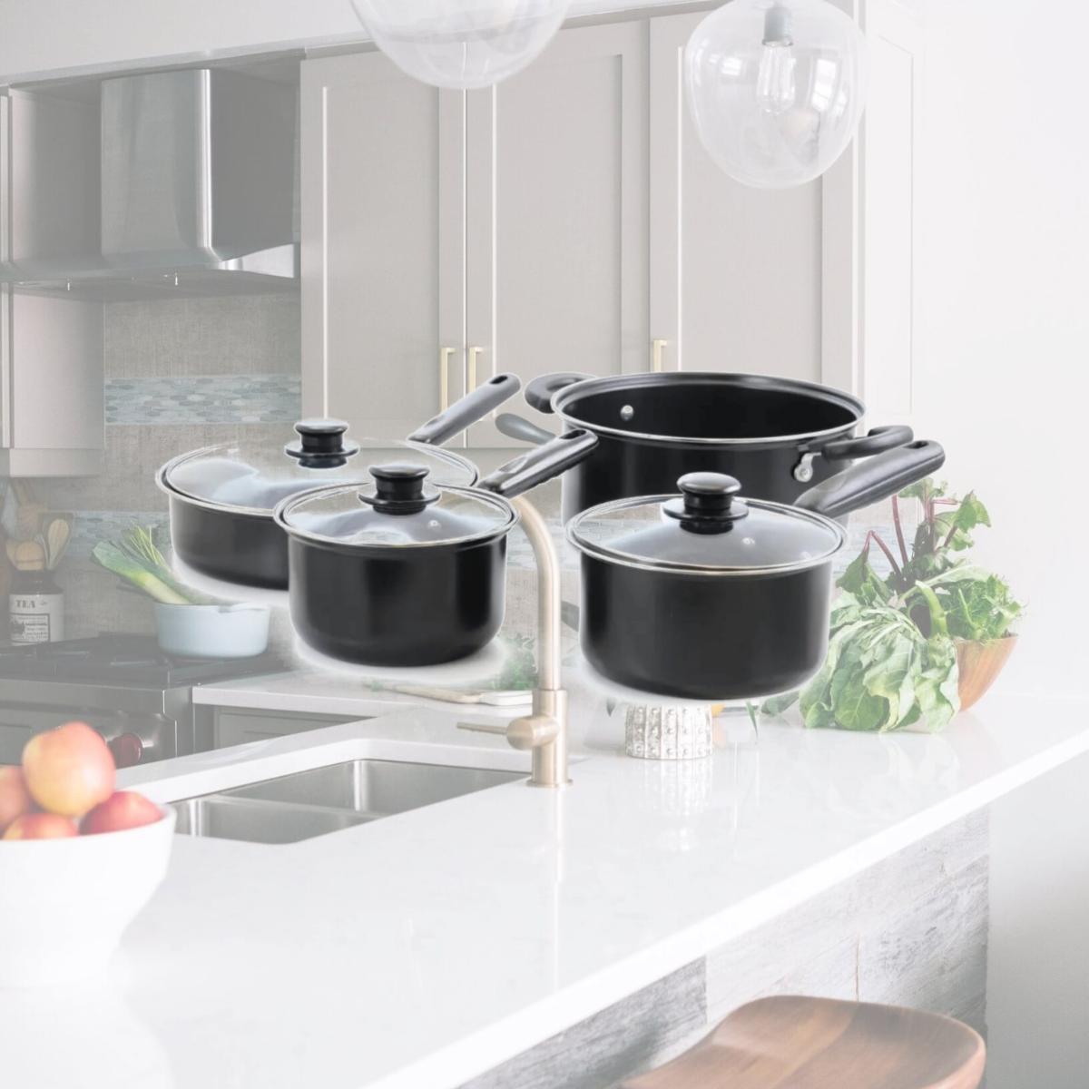 Picture of Better Chef F77 Deluxe Non-Stick Cookware Set, Black - 7 Piece