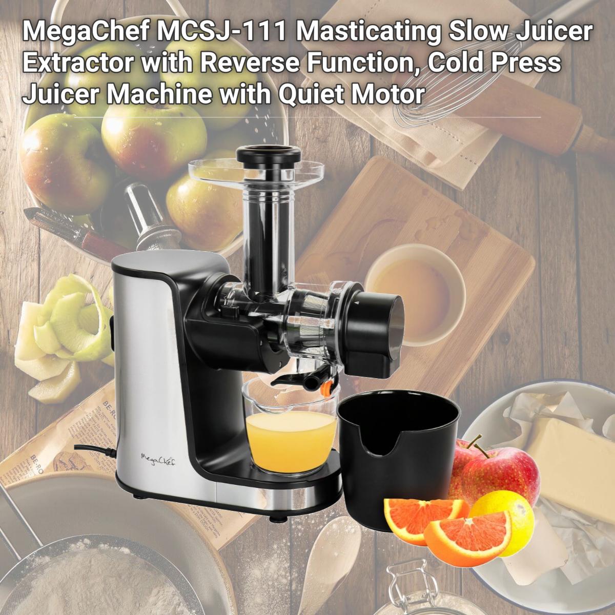 Picture of MegaChef MCSJ-111 Masticating Slow Juicer Extractor with Reverse Function, Cold Press Juicer Machine with Quiet Motor