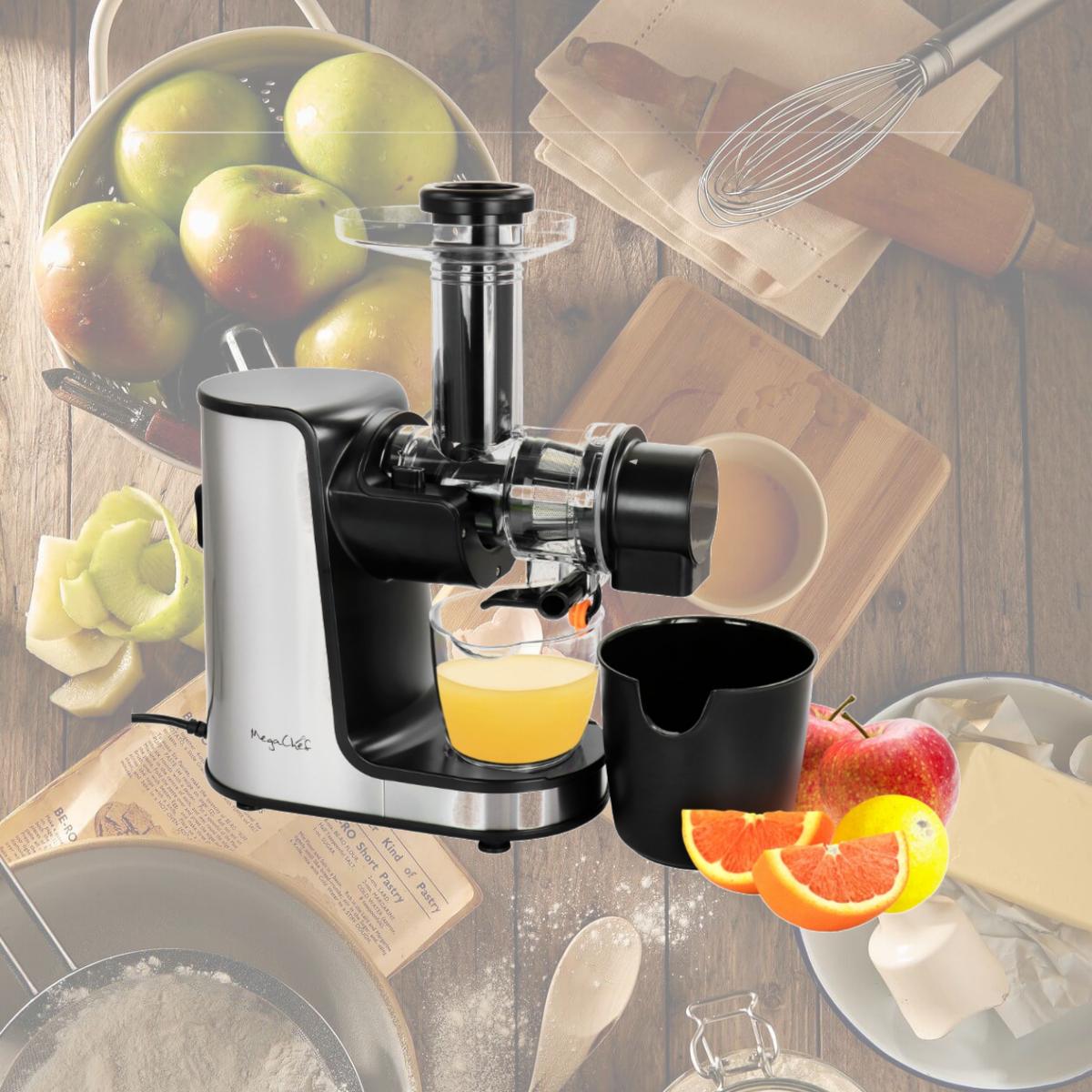 Picture of MegaChef MCSJ-111 Masticating Slow Juicer Extractor with Reverse Function, Cold Press Juicer Machine with Quiet Motor