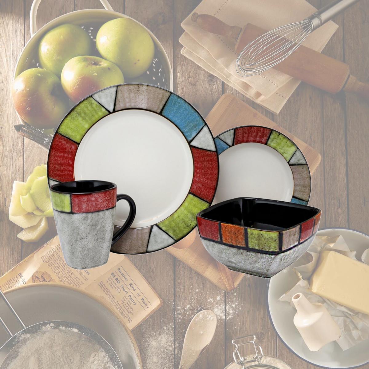 Picture of Elama ELM-COUNTRY-COTTAGE Country Cottage16 Piece Stoneware Dinnerware Set