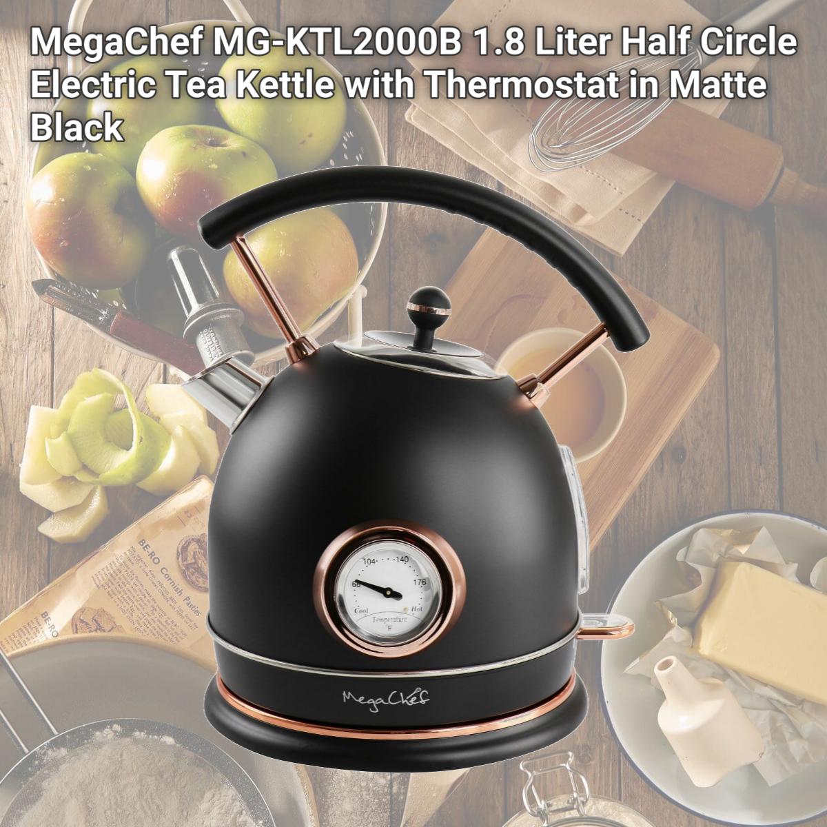 Picture of MegaChef MG-KTL2000B 1.8 Liter Half Circle Electric Tea Kettle with Thermostat in Matte Black