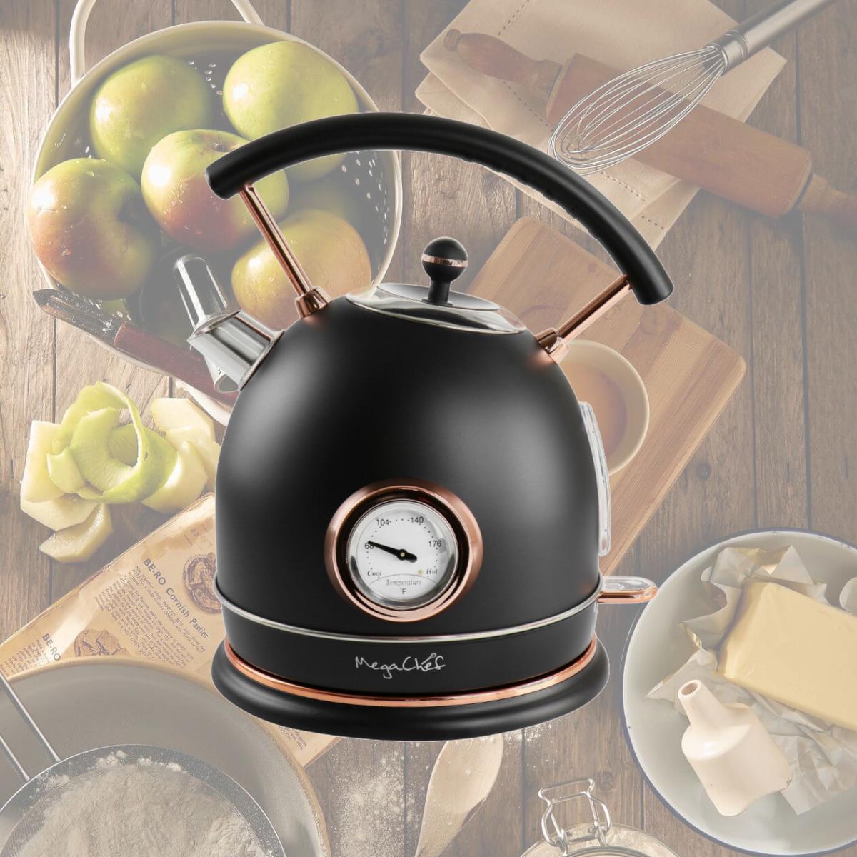 Picture of MegaChef MG-KTL2000B 1.8 Liter Half Circle Electric Tea Kettle with Thermostat in Matte Black