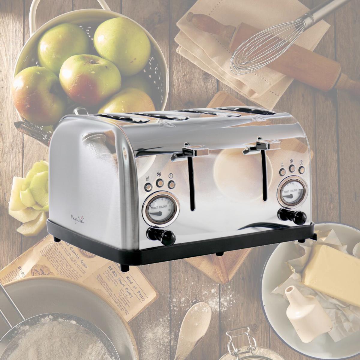 Picture of MegaChef MG-TS-3500S 4 Slice Wide Slot Toaster with Variable Browning in Silver