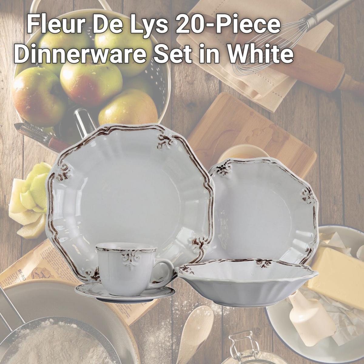 Picture of Elama ELM-FLEURDELYS-WHITE Fleur De Lys 20-Piece Dinnerware Set in White
