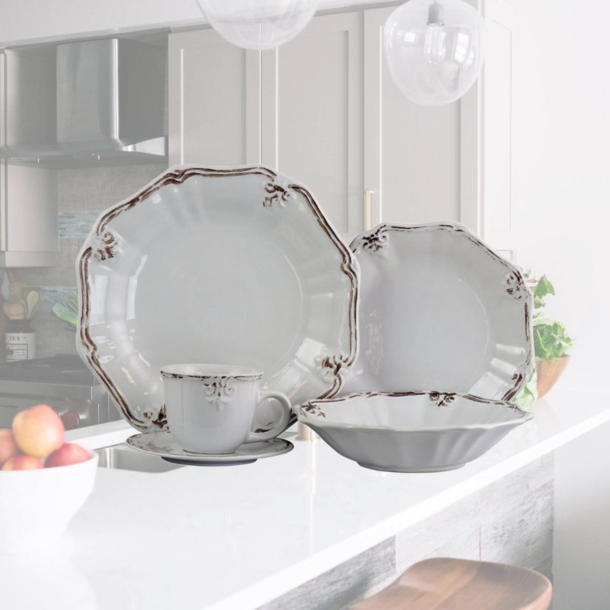 Picture of Elama ELM-FLEURDELYS-WHITE Fleur De Lys 20-Piece Dinnerware Set in White