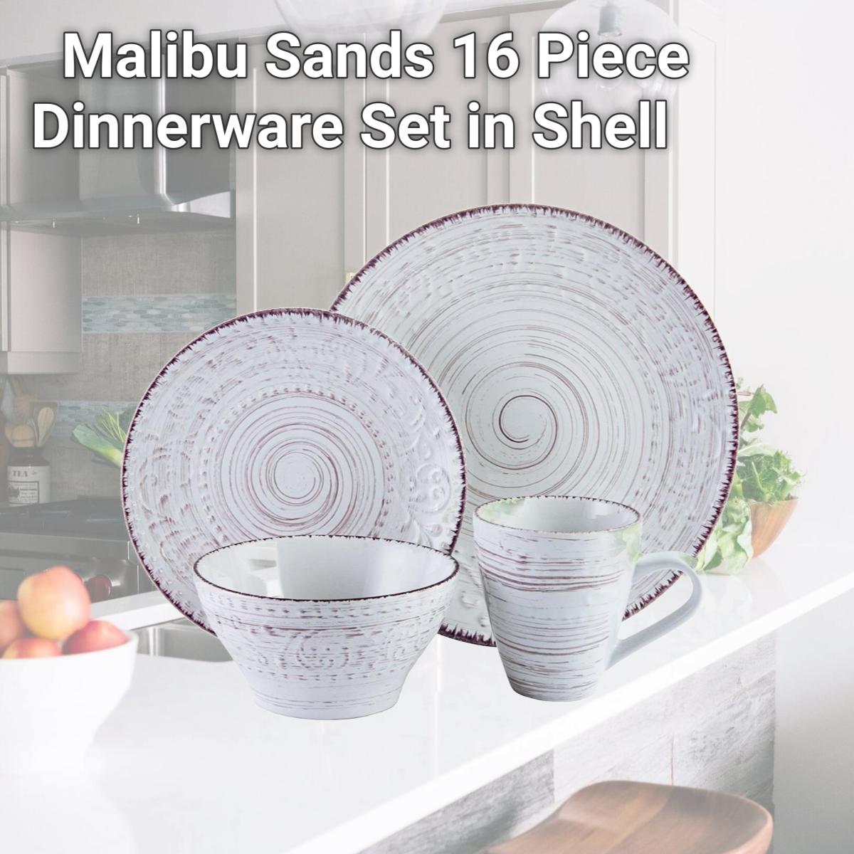 Picture of Elama ELM-MALIBU-SANDS Malibu Sands 16 Piece Dinnerware Set in Shell
