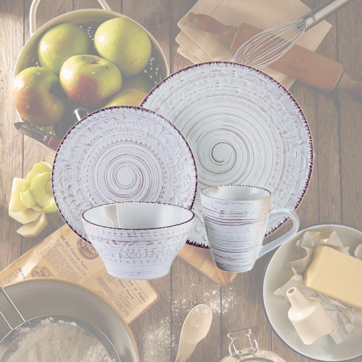 Picture of Elama ELM-MALIBU-SANDS Malibu Sands 16 Piece Dinnerware Set in Shell