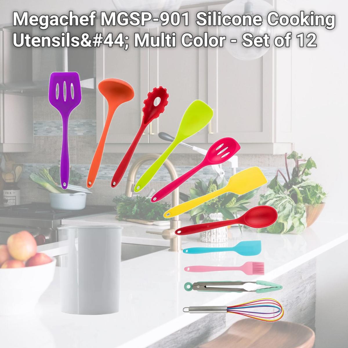 Picture of Megachef MGSP-901 Silicone Cooking Utensils, Multi Color - Set of 12