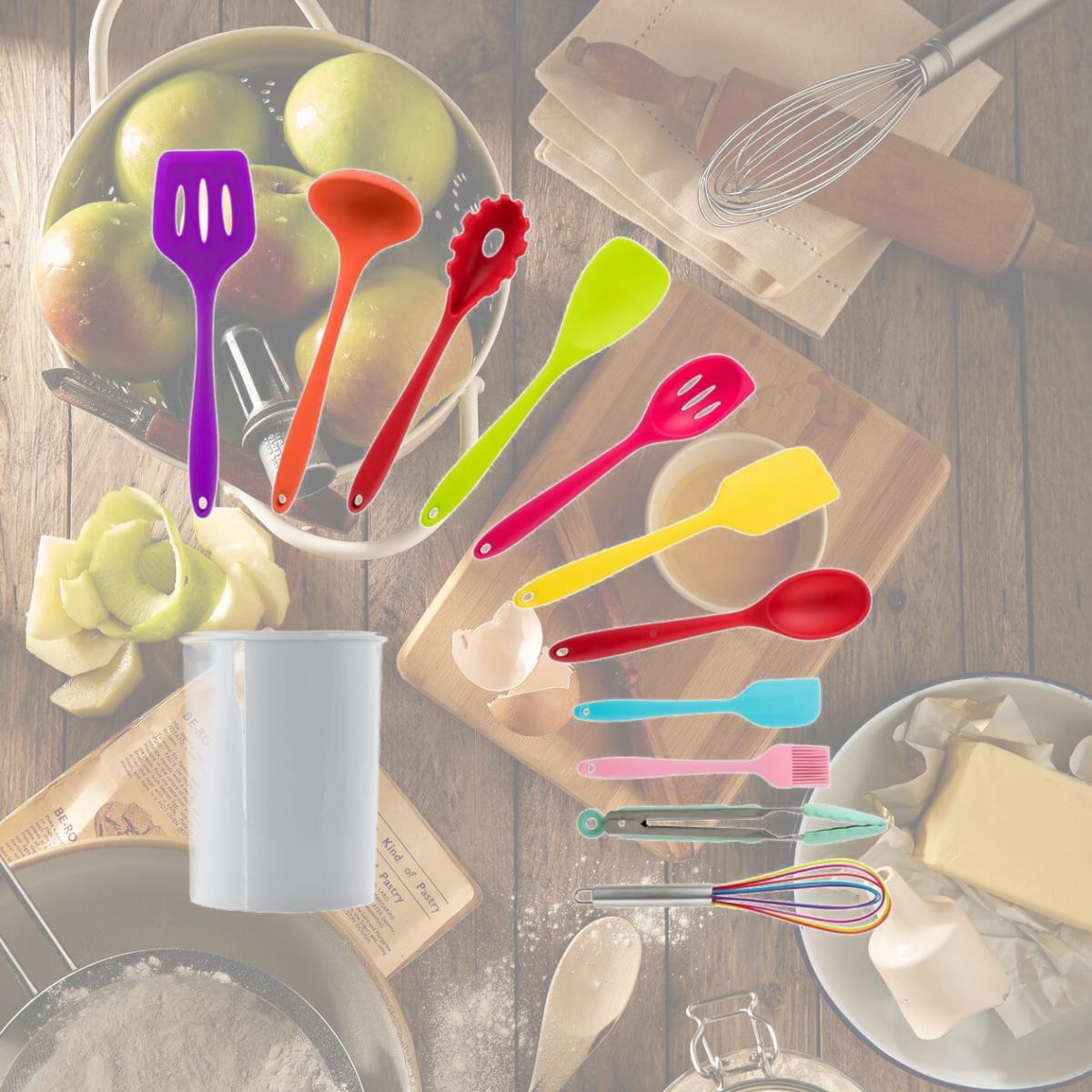 Picture of Megachef MGSP-901 Silicone Cooking Utensils, Multi Color - Set of 12