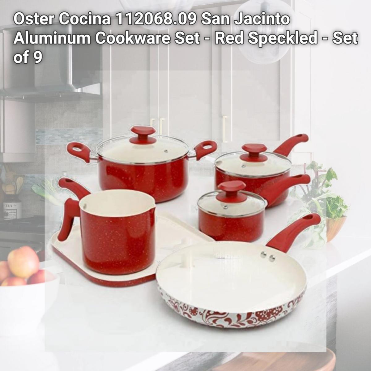 Picture of Oster Cocina 112068.09 San Jacinto Aluminum Cookware Set - Red Speckled - Set of 9