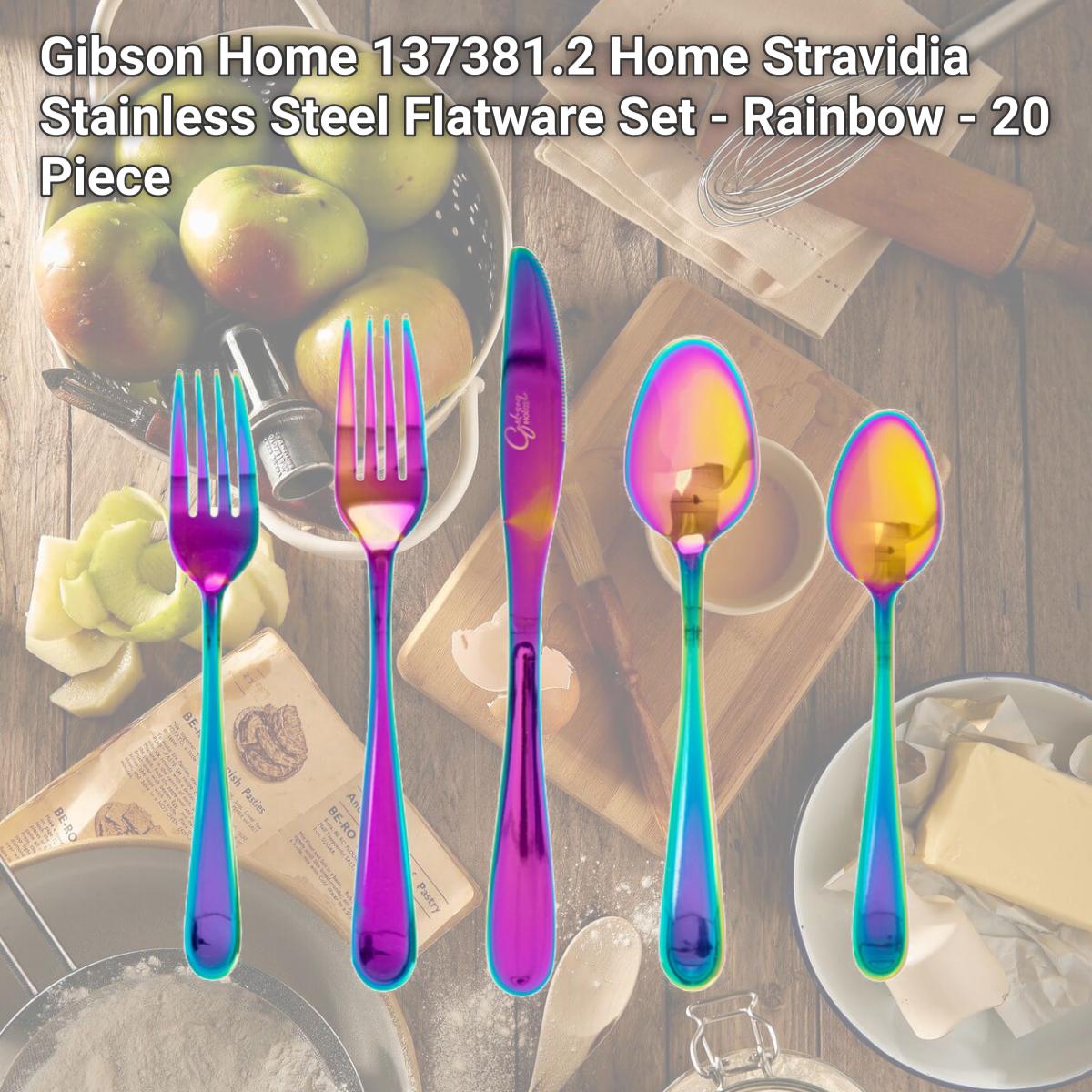 Picture of Gibson Home 137381.2 Home Stravidia Stainless Steel Flatware Set - Rainbow - 20 Piece