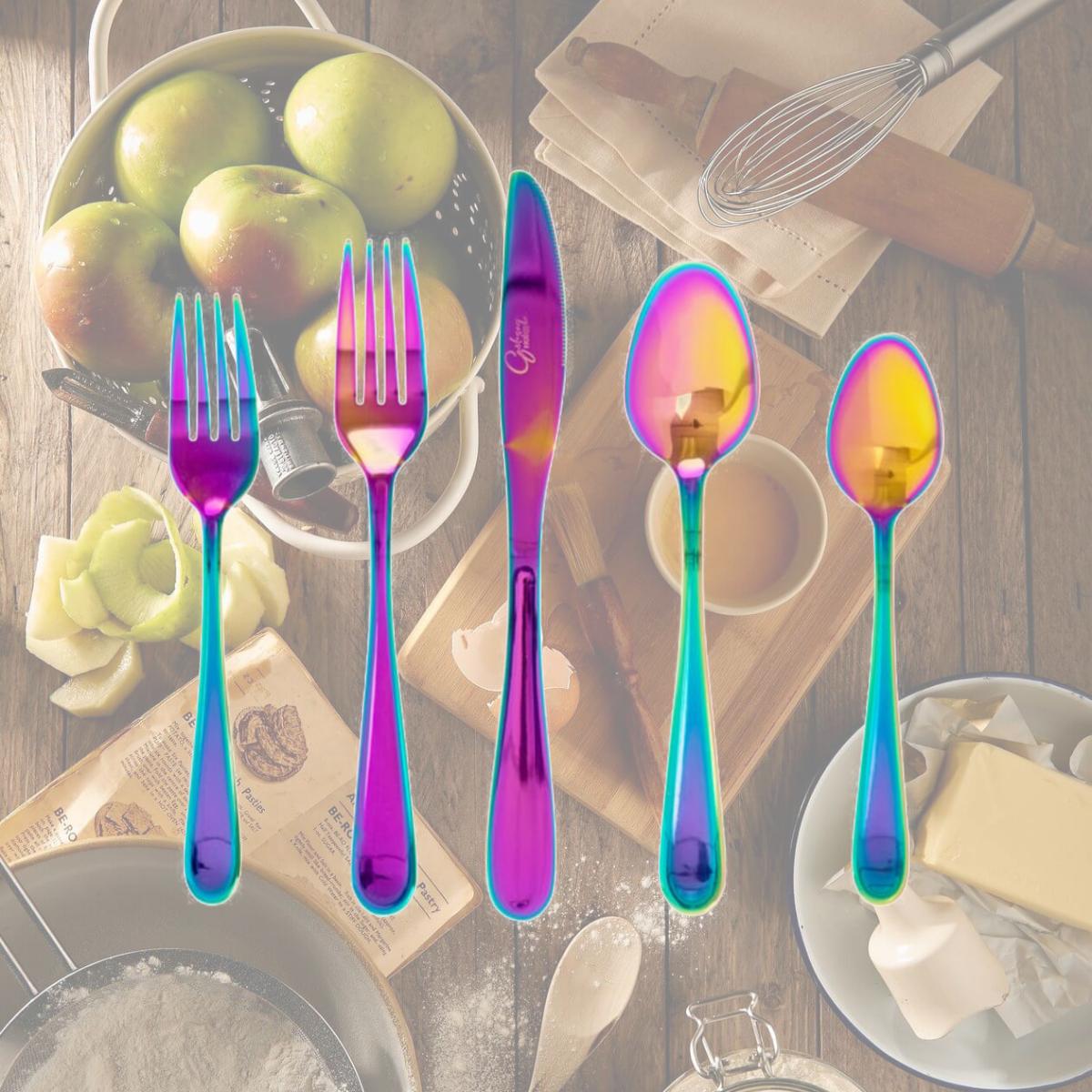 Picture of Gibson Home 137381.2 Home Stravidia Stainless Steel Flatware Set - Rainbow - 20 Piece