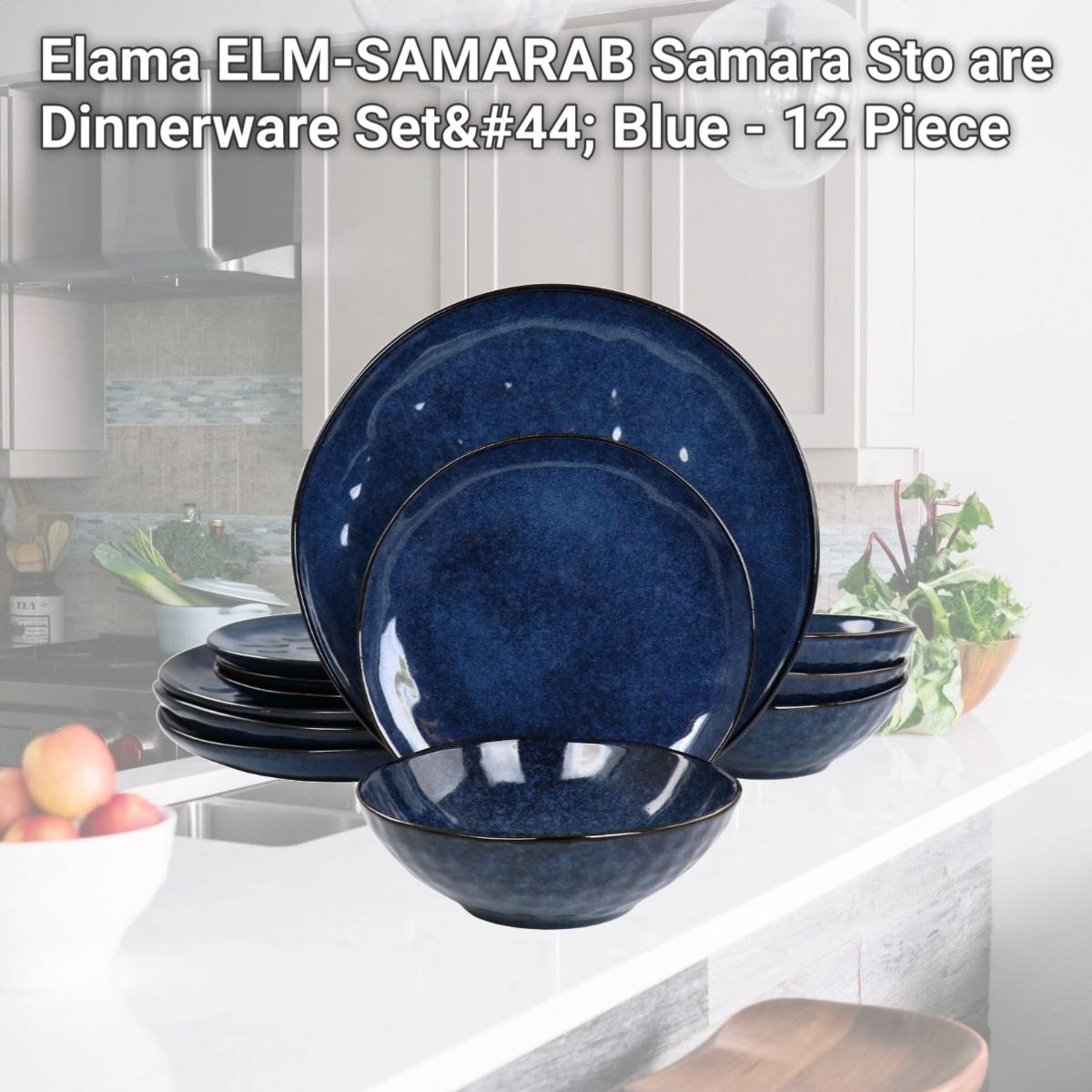 Picture of Elama ELM-SAMARAB Samara Sto are Dinnerware Set, Blue - 12 Piece